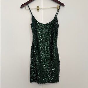 Oh Polly Emerald Green Sequin Mini Dress